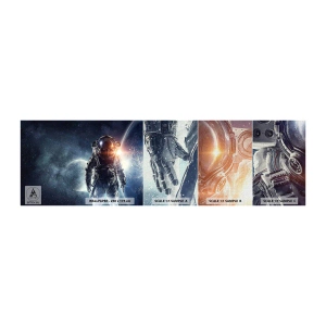Photo Wallpaper Sample Premium Canvas - Space Adventure - Cosmos, Astronaut, Stars - 100x30 cm
