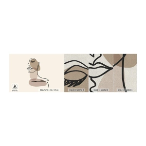 Photo Wallpaper Sample Premium Sand - Listening to Herself - Abstraction, Woman's Face, Graphics - 100x30 cm