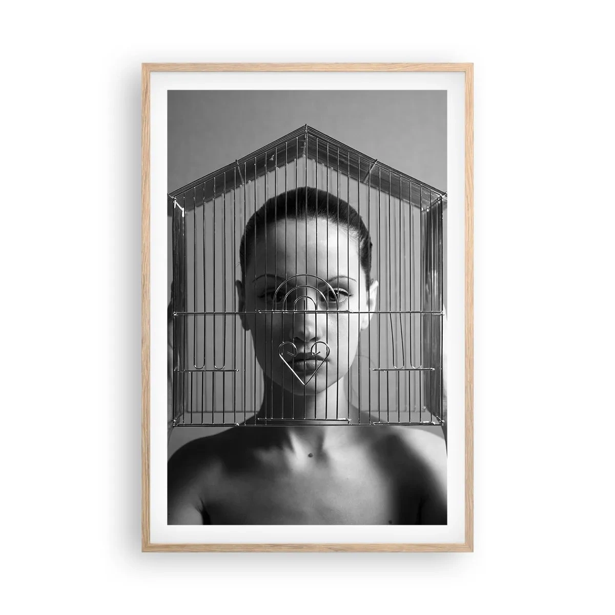 Poster in light oak frame - A Bit Surrealistic Portrat - 61x91 cm