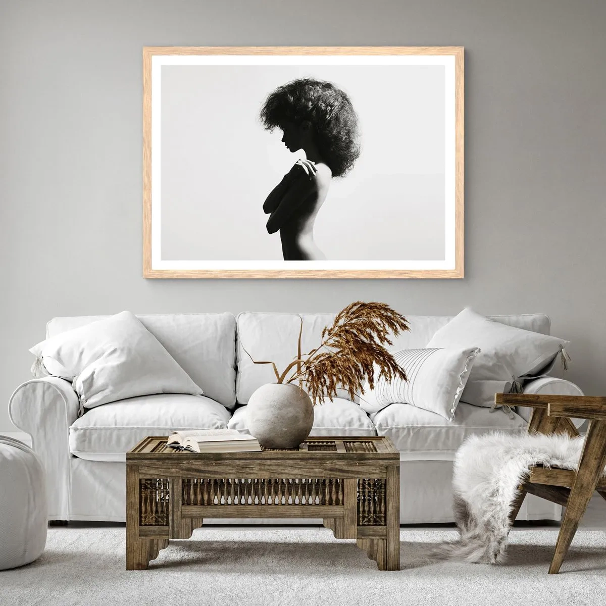 Poster in light oak frame - Like a Flower on a Thin Stem - 70x50 cm