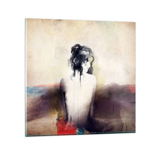Glass picture - Gentle Lines, Oval Shapes - 70x70 cm