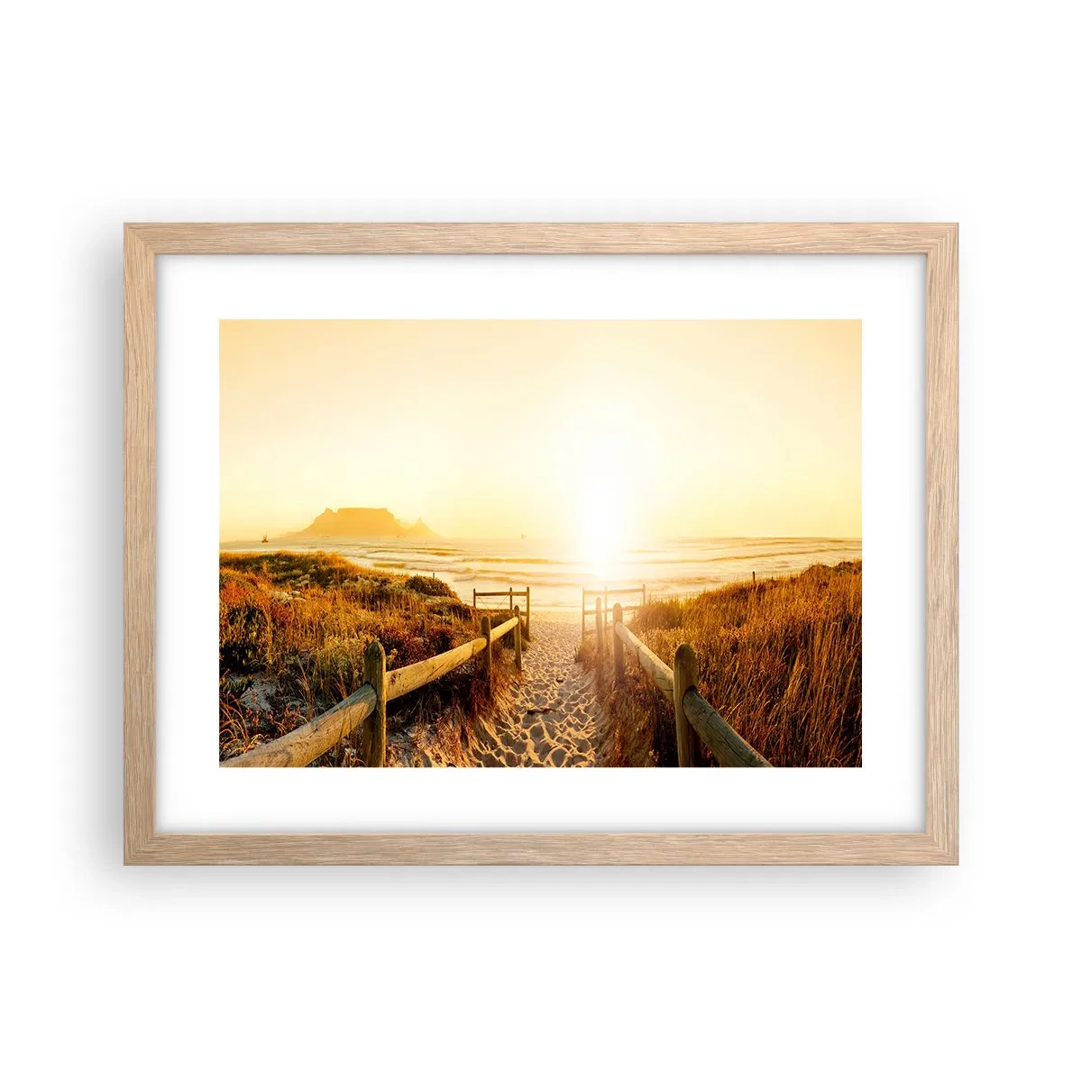 Poster in light oak frame - Through the Dune, Towards the Sun - 40x30 cm