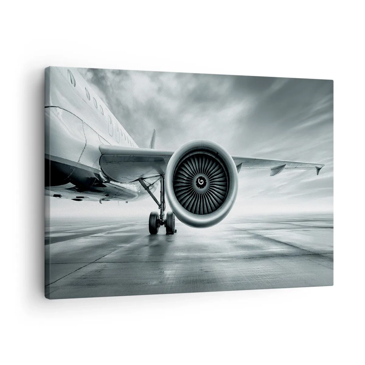 Canvas picture - An airplane's jet engine on the tarmac - 70x50cm - There Is Power! - Modern wall decoration for the living room and bedroom ARTTOR