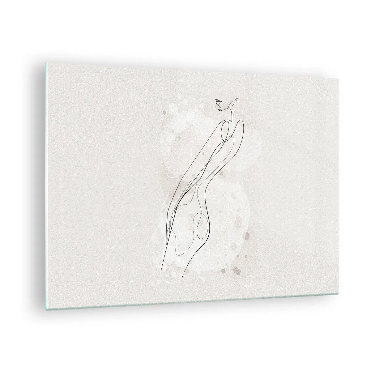 Glass picture - Contoured silhouette of a woman in shades of beige - 70x50cm - One Look Will Not Be Enough - Modern wall decoration for the living room and bedroom ARTTOR