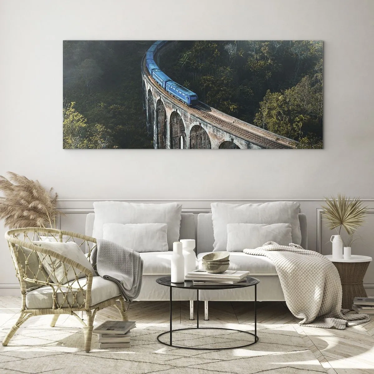 Glass picture - Train through Nature - 160x50 cm