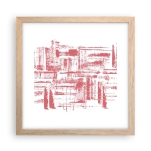 Poster in light oak frame - Red City - 30x30 cm