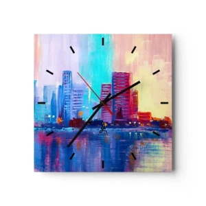 Wall clock - Clock on glass - Bathed in Colours - 30x30 cm