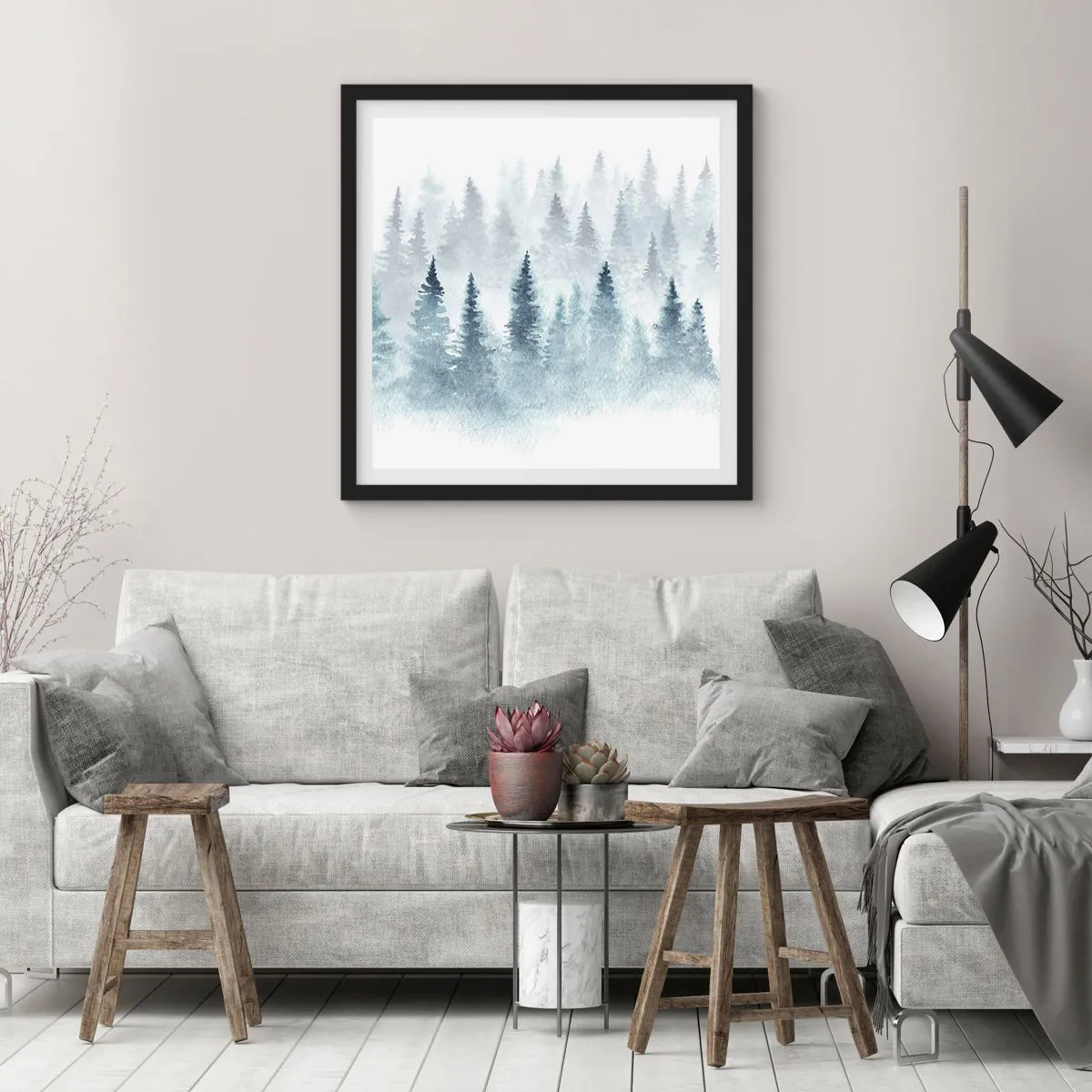 Poster in black frame - Wrapped up in a Fog - 50x50 cm