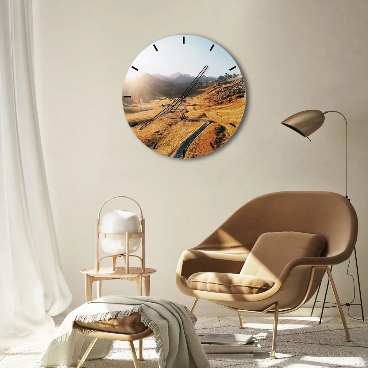 Wall clock - Clock on glass - In a Golden Valley - 30x30 cm