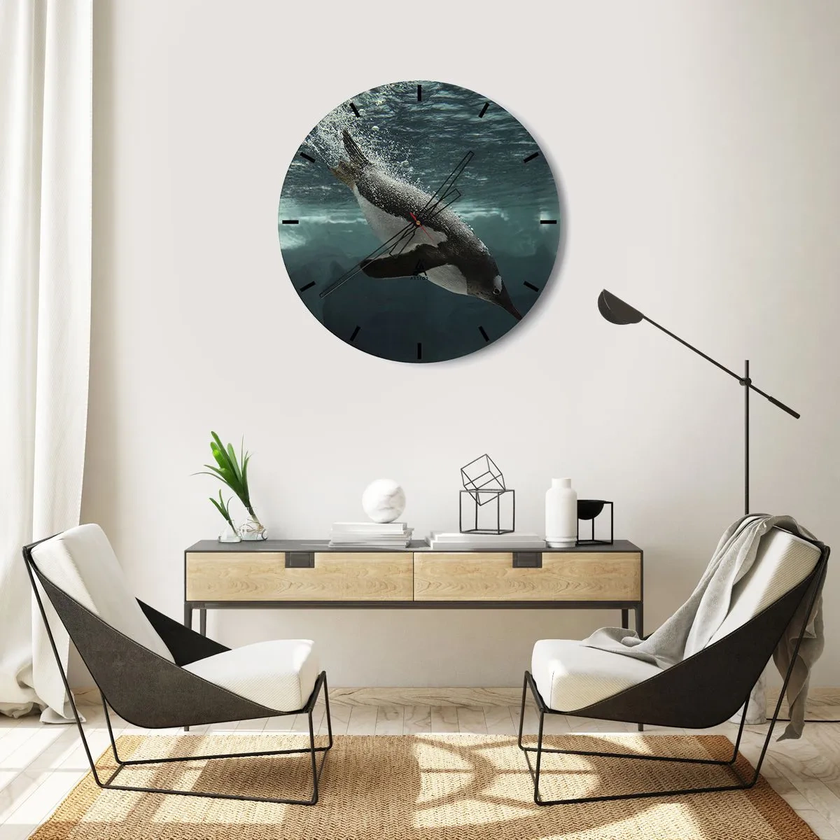 Wall clock - Clock on glass - Welcome to My World - 40x40 cm