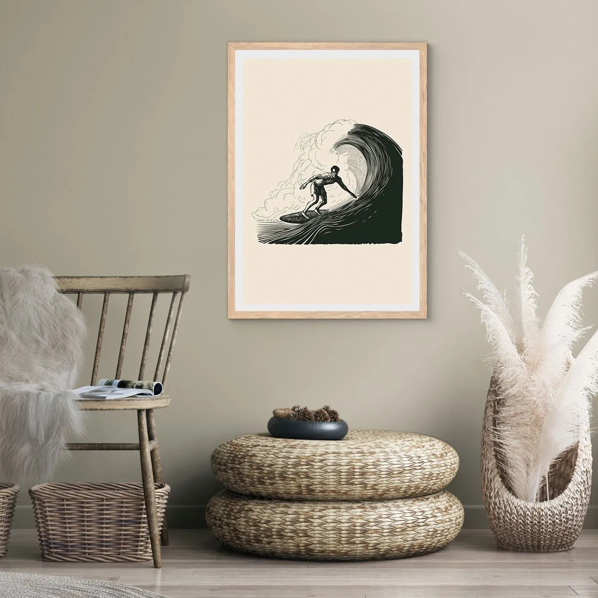Poster in light oak frame - King of the Wave - 30x40 cm