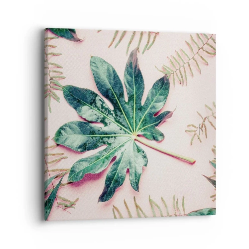 Canvas picture - Study in Green on Pink Background - 40x40 cm