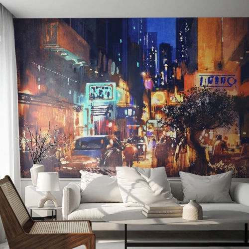 Self-Adhesive Photo Wallpaper Deluxe Sticker - City Doesn't Sleep - City, People, Architecture - 450x315 cm