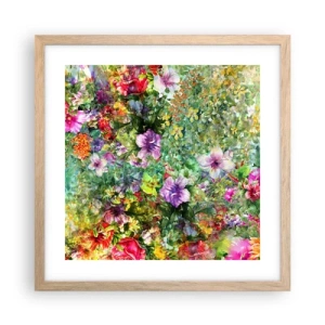 Poster in light oak frame - Lost in the Flowers - 40x40 cm