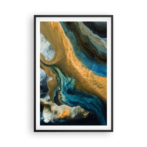 Poster in black frame - Blue -Yellow - Mutal Influences - 61x91 cm