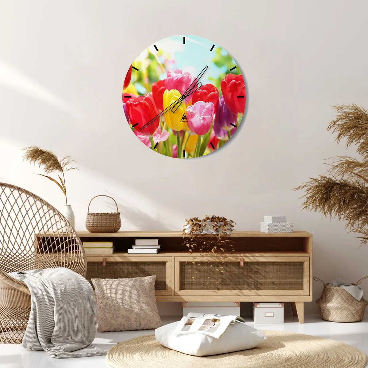 Wall clock - Clock on glass - It is Us, Colour of May! - 40x40 cm