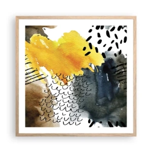 Poster in light oak frame - Meeting of Elements - 60x60 cm