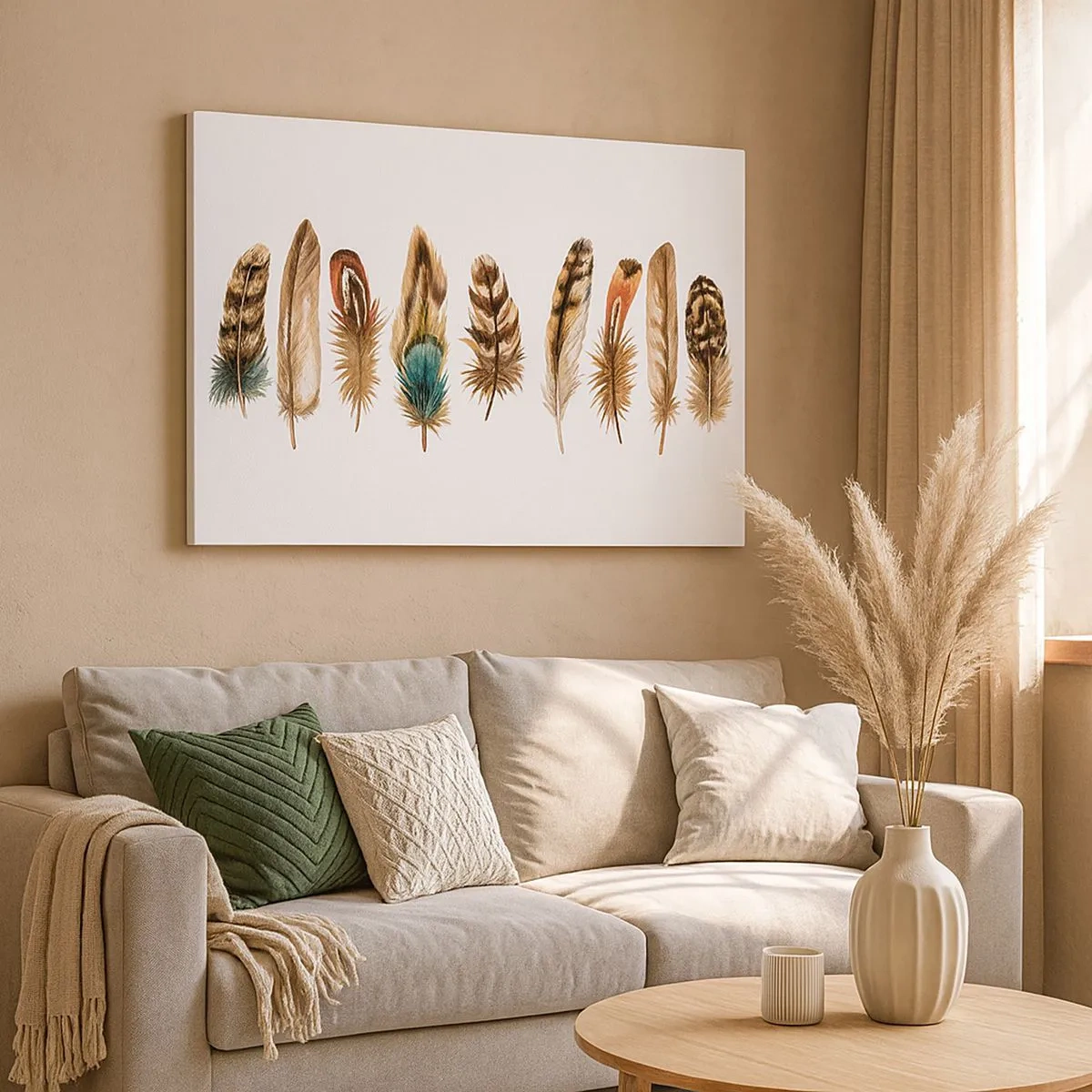 Canvas picture - Decorative motif of a collection of various feathers - 70x50cm - Feather Variation - Modern wall decoration for the living room and bedroom ARTTOR