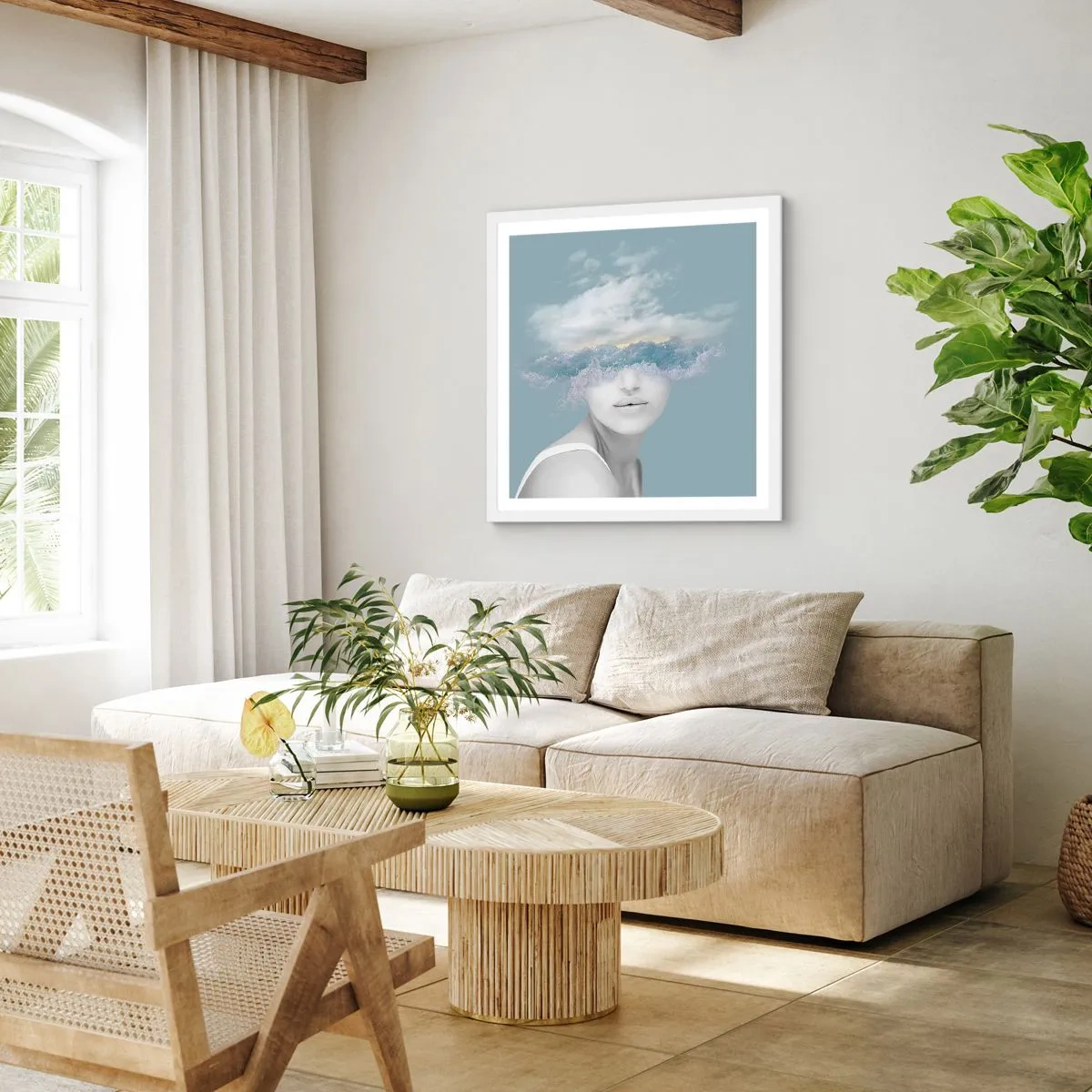 Poster in white frmae - With the Head In the Clouds - 60x60 cm