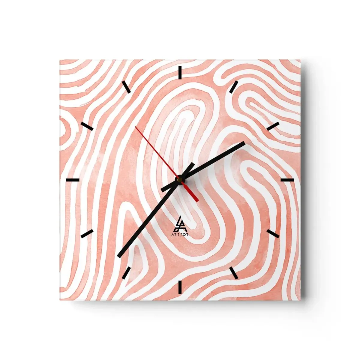 Wall clock - Clock on glass - In a Coral Maze - 40x40 cm