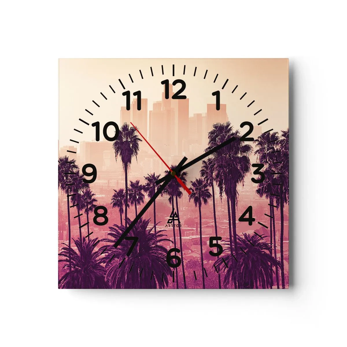 Wall clock - Clock on glass - Californian Landscape - 30x30 cm
