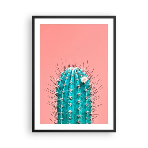 Poster in black frame - Turquoise cactus on a pink background - 50x70cm - Just Look - Modern wall decoration for the living room and bedroom ARTTOR