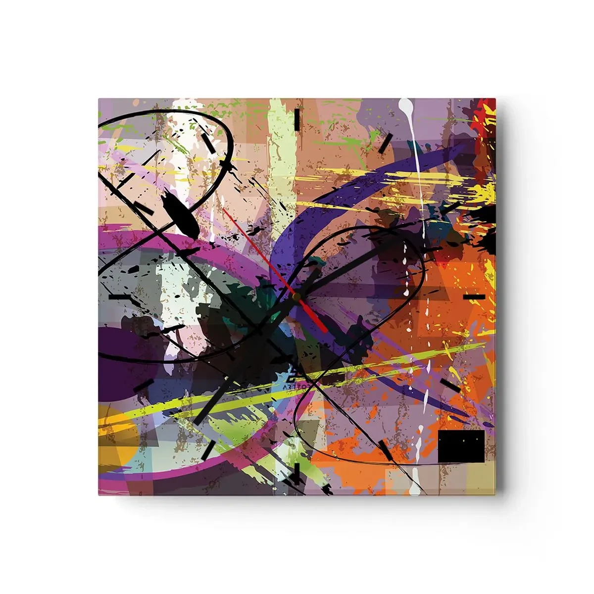 Wall clock - Clock on glass - Straight Ahead or Around - 30x30 cm