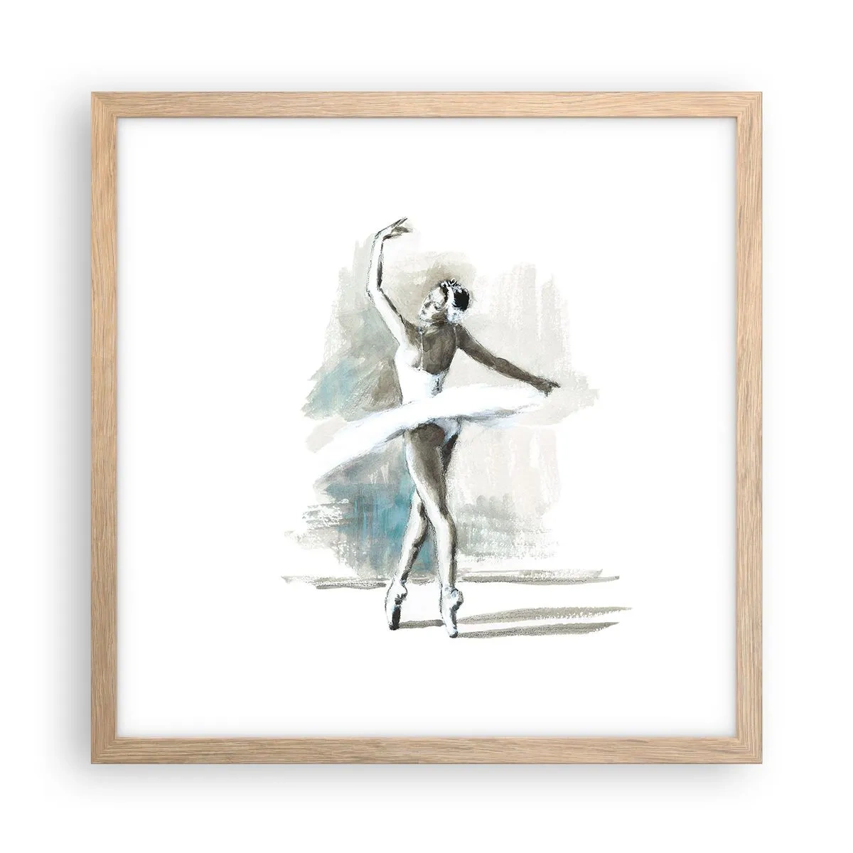 Poster in light oak frame - Enchanted into a Swan - 40x40 cm