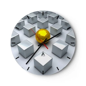 Wall clock - Clock on glass - Why Me? Geometric Composition. - 40x40 cm