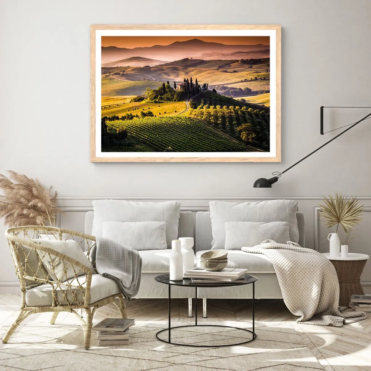 Poster in light oak frame - Arcadia - Tuscan Landscape - 91x61 cm