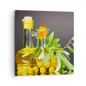 Canvas picture - Still Life with Olives and Olive Oil - 70x70 cm