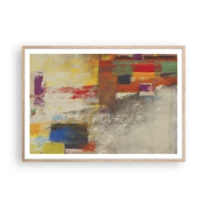 Poster in light oak frame - Geometry of Colours - 100x70 cm