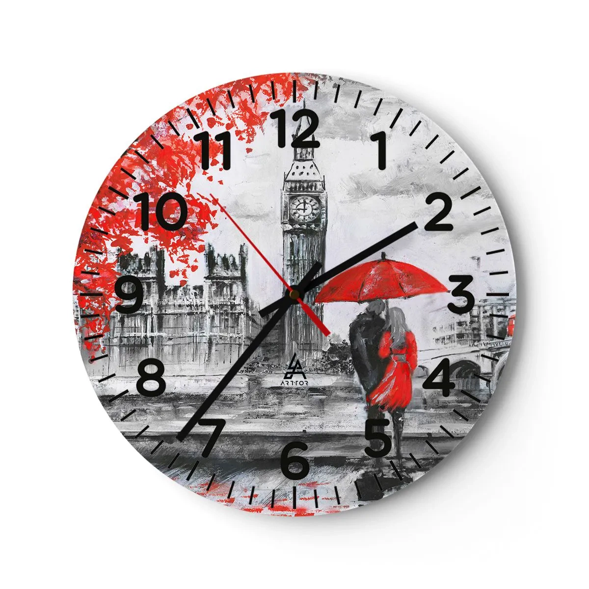 Wall clock - Clock on glass - In Love with London - 30x30 cm