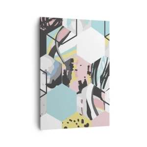 Canvas picture - Hexagons and Cubes in Six Colours - 70x100 cm