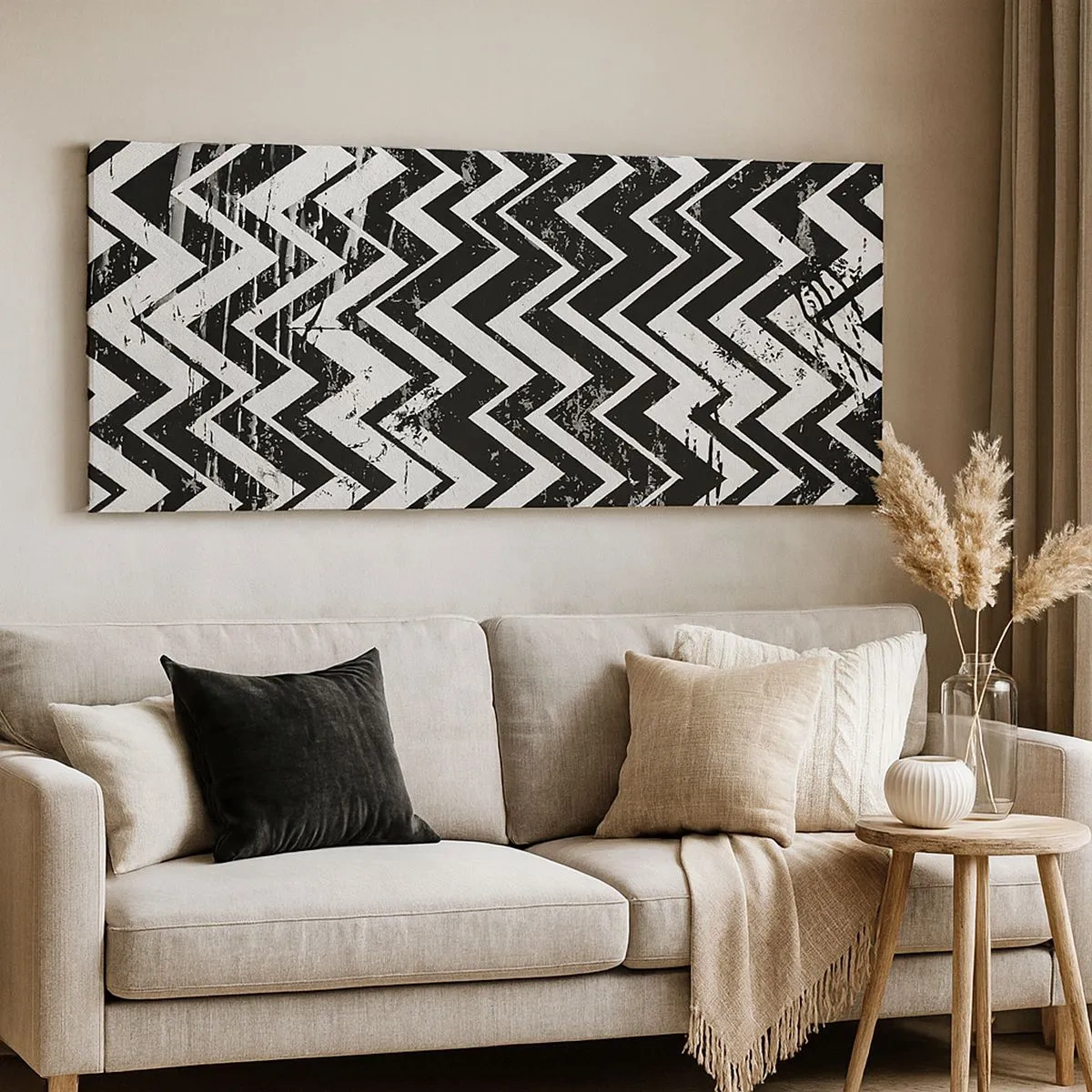 Canvas picture - Zig-White Zag-Black - 100x40 cm