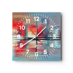 Wall clock - Clock on glass - Landscape in a foreign Dimension - 30x30 cm