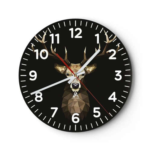 Wall clock - Clock on glass - Cubist Deer - 30x30 cm