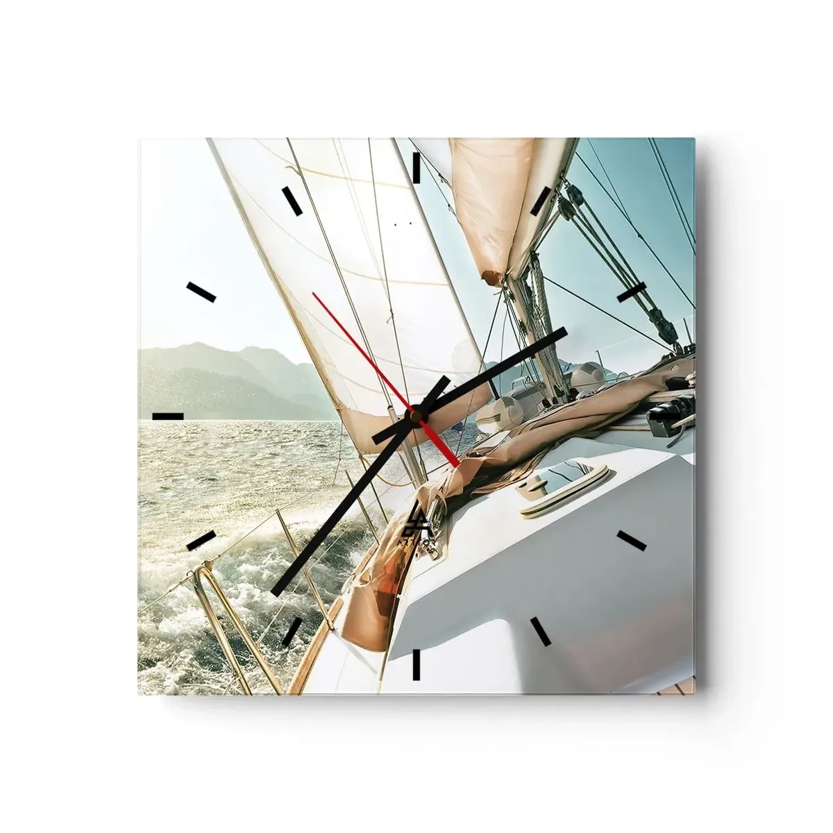Wall clock - Clock on glass - Full Sail - 40x40 cm