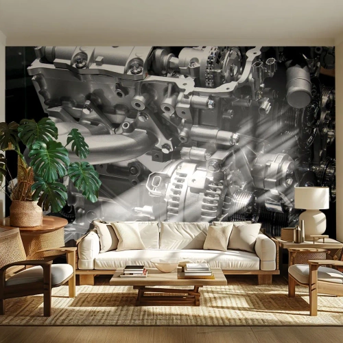 Custom Wallpaper Premium Canvas - Silver, Beautiful, Strong - Automotive, Car engine, 3D