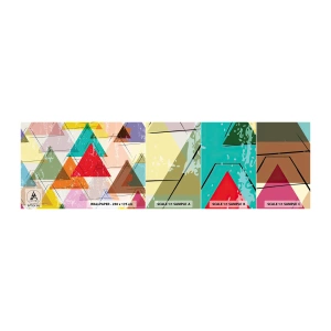 Photo Wallpaper Sample Self-Adhesive Deluxe Sticker - Three by Three - Abstraction, Piece, Triangles - 100x30 cm