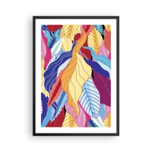 Poster in black frame - Colorful leaves in an abstract style - 50x70cm - Queen of Mess - Modern wall decoration for the living room and bedroom ARTTOR