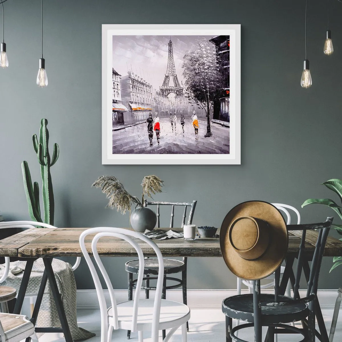 Poster in white frmae - Parisian Walk - 30x30 cm