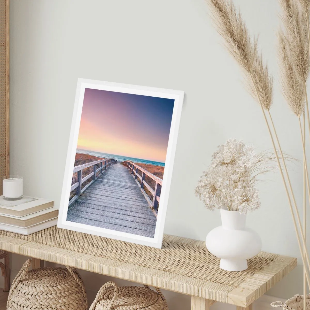 Poster in white frmae - Baltic Evening Aurora - 70x100 cm