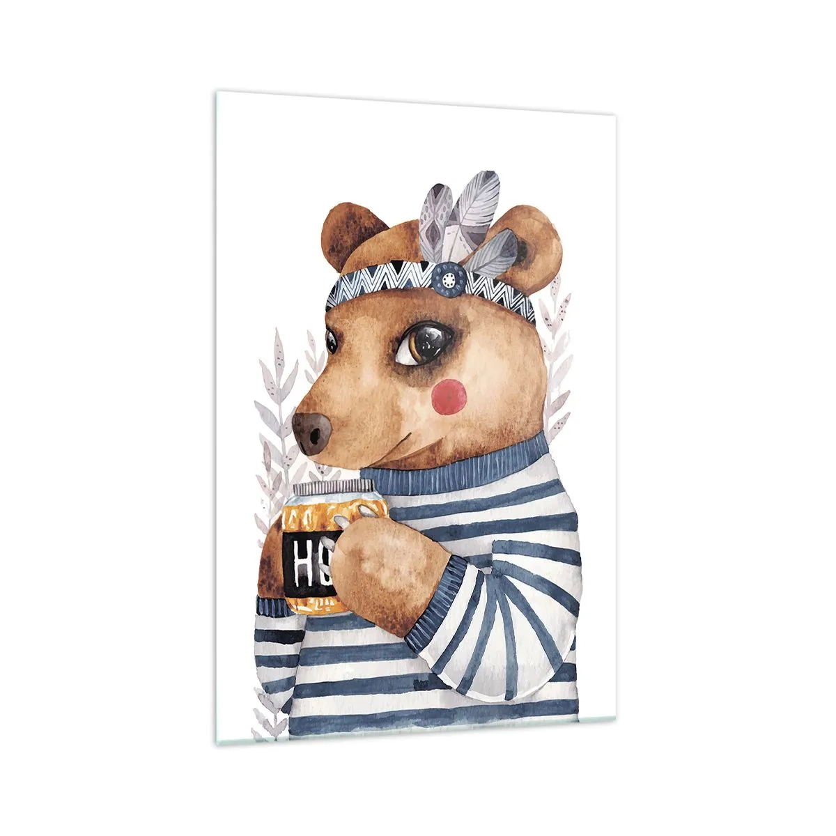 Glass picture - Sweet Lady Bear - 70x100 cm