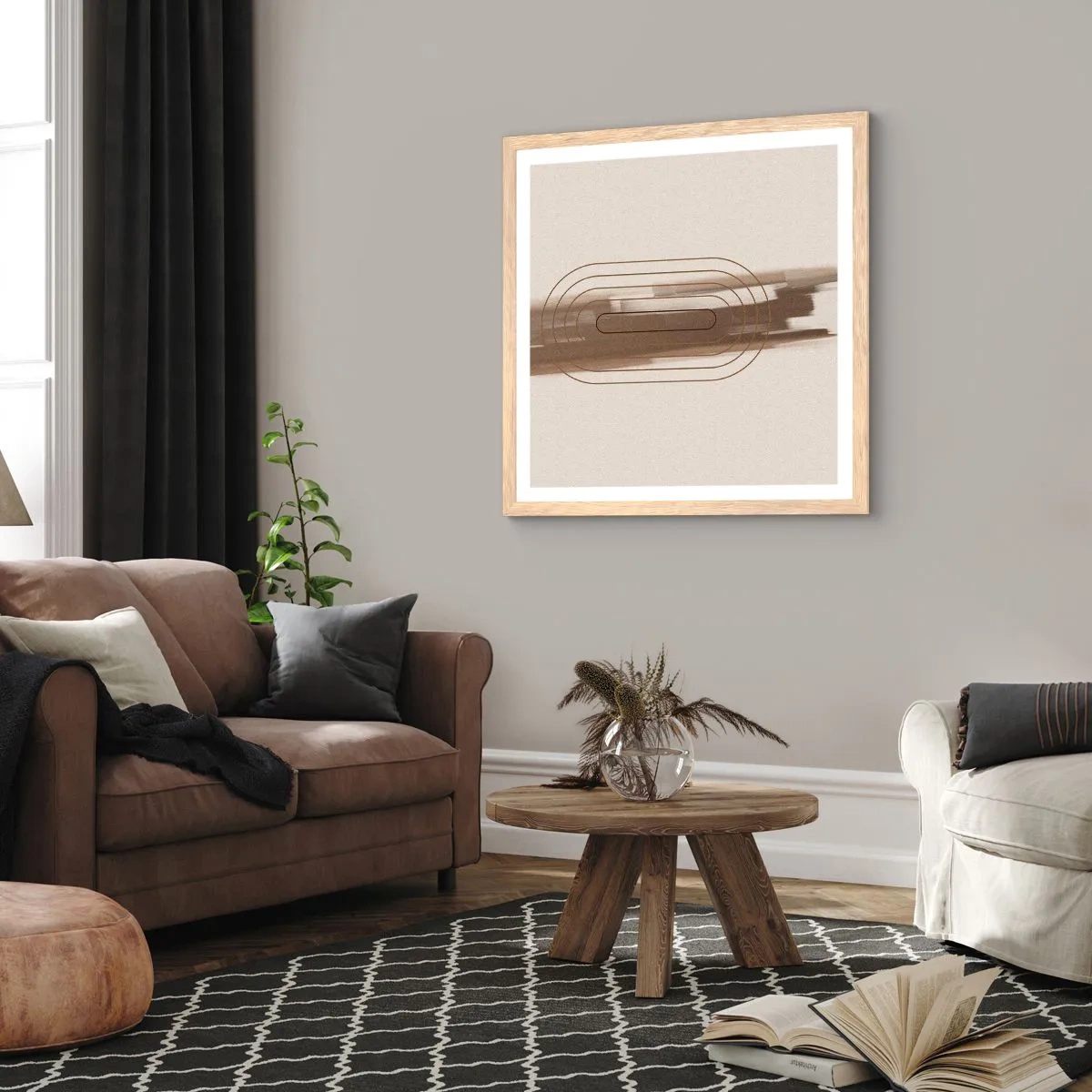 Poster in light oak frame - Blast of Grey - 40x40 cm