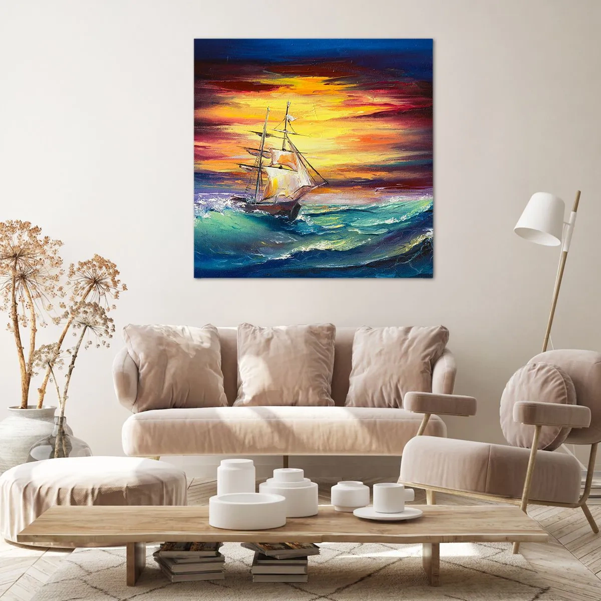Canvas picture - Fearlessly towards the Waves  - 40x40 cm
