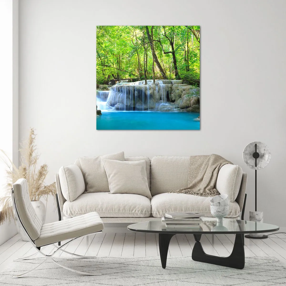 Glass picture - Drowning in Turquoise and Green - 30x30 cm