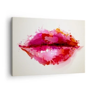 Canvas picture - Abstract lip motif in shades of pink and red - 70x50cm - Redder Shade of Red - Modern wall decoration for the living room and bedroom ARTTOR