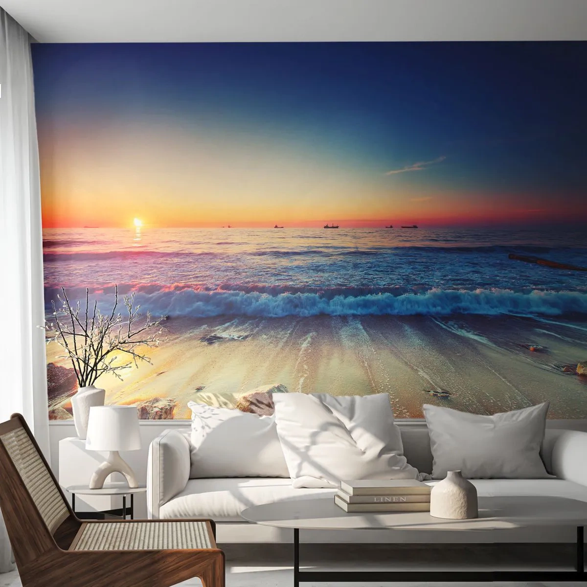 Photo Wallpaper Premium Canvas - What Is behind the Horizon? - Landscape, Sea, Sunset - 150x105 cm