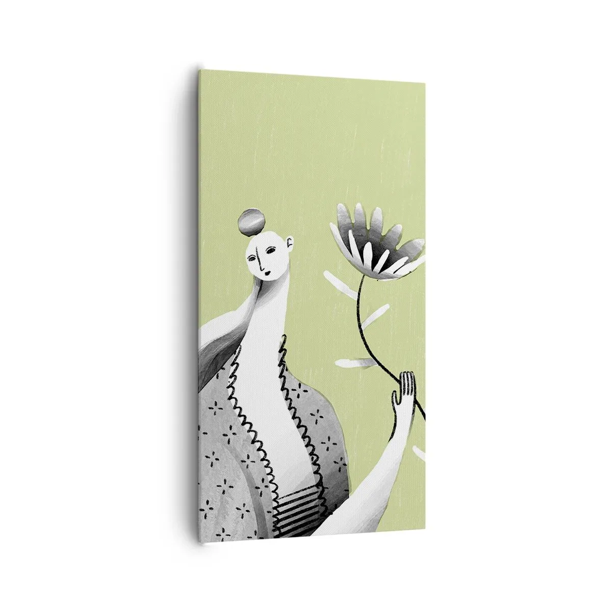 Canvas picture - Modernist Portrait - Holding a FLower - 65x120 cm